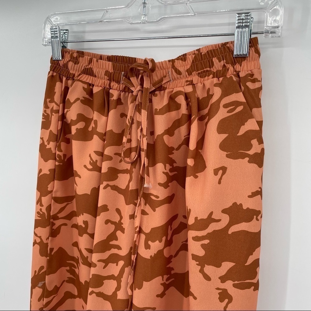 Burnt Orange Camo Print High Rise Cigarette Pants - Picture 4 of 12